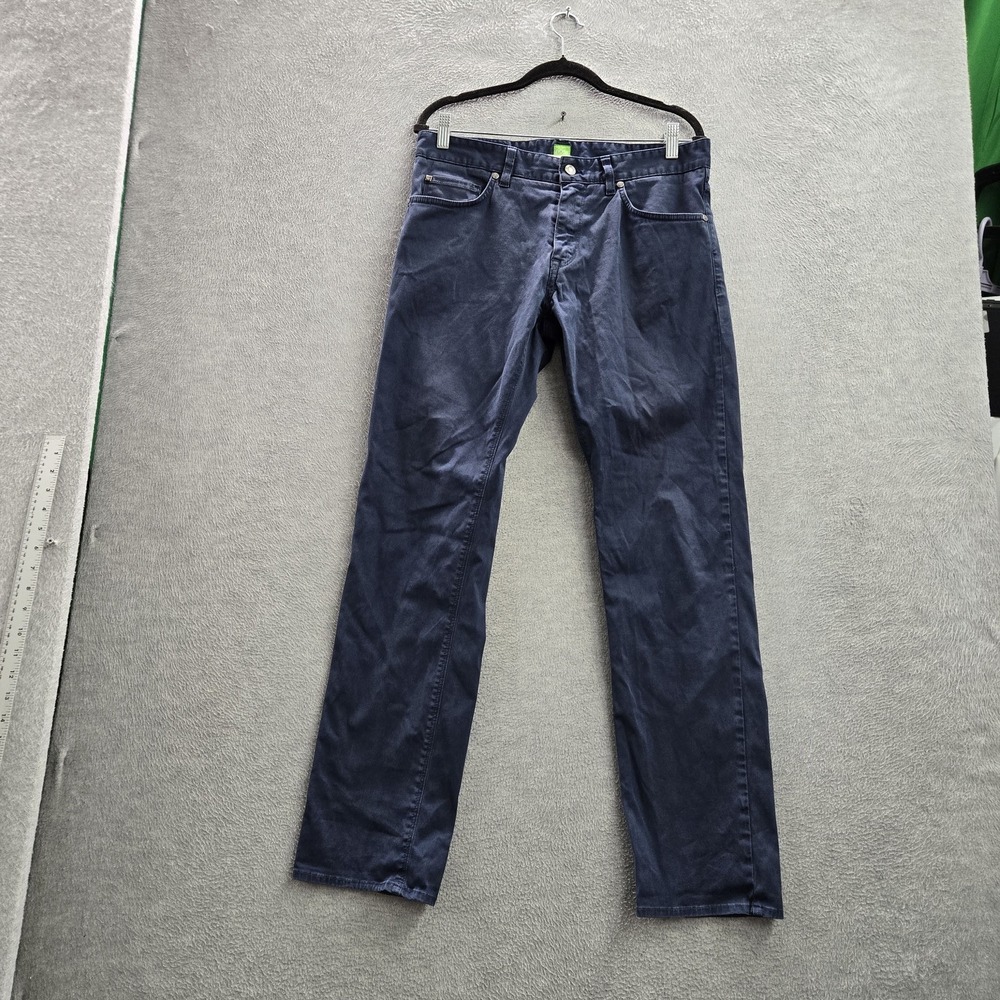 Hugo Boss Men Jeans 32/32 Navy Blue Maine Stretch Straight 31" Inseam